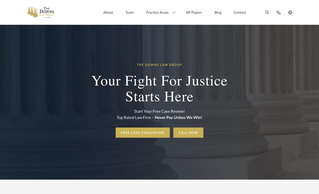 Homepage of downslawgroup website