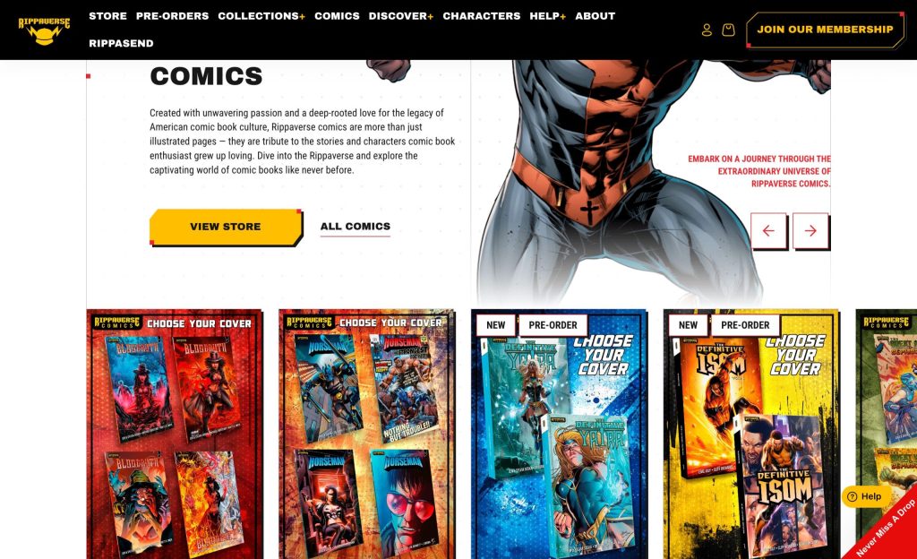 Comics section of rippaverse.com