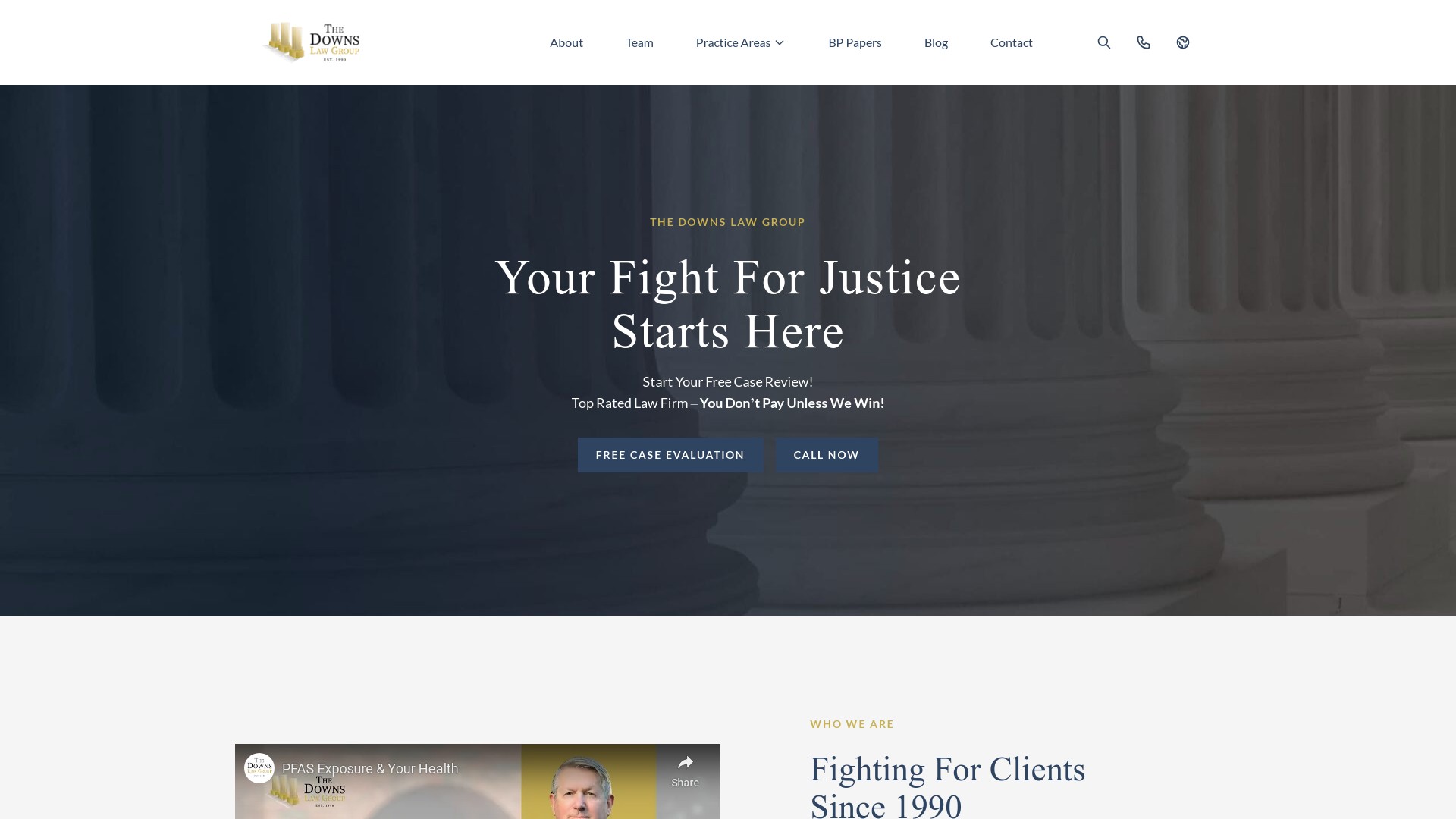 Downs Law Group desktop view