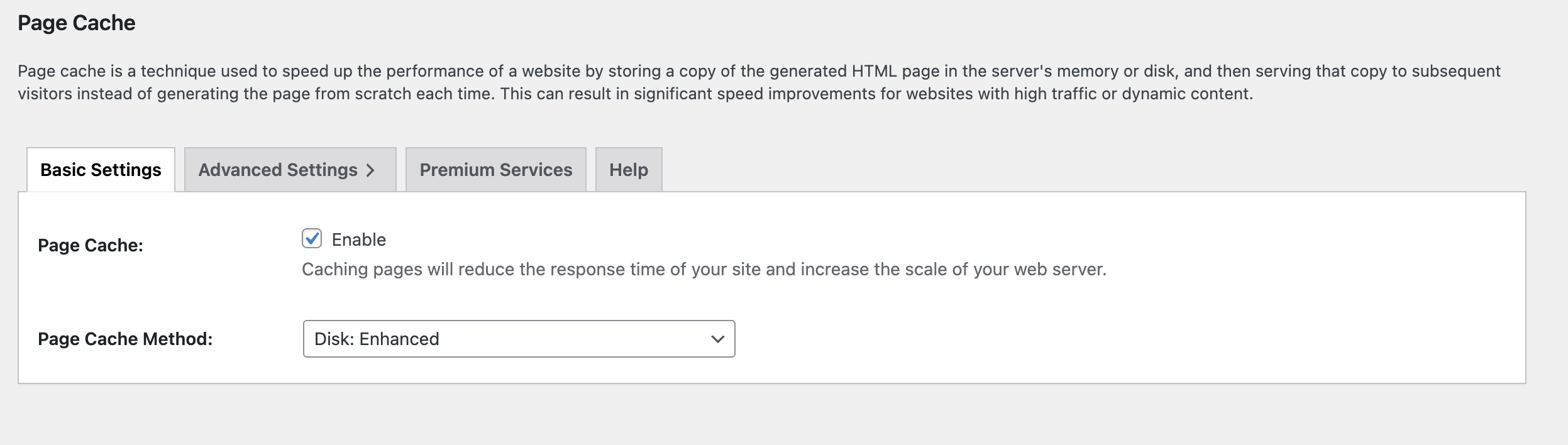 W3 Total Cache Page Cache Settings