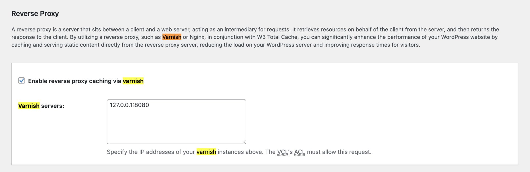 W3 Total Cache Reverse Proxy Caching